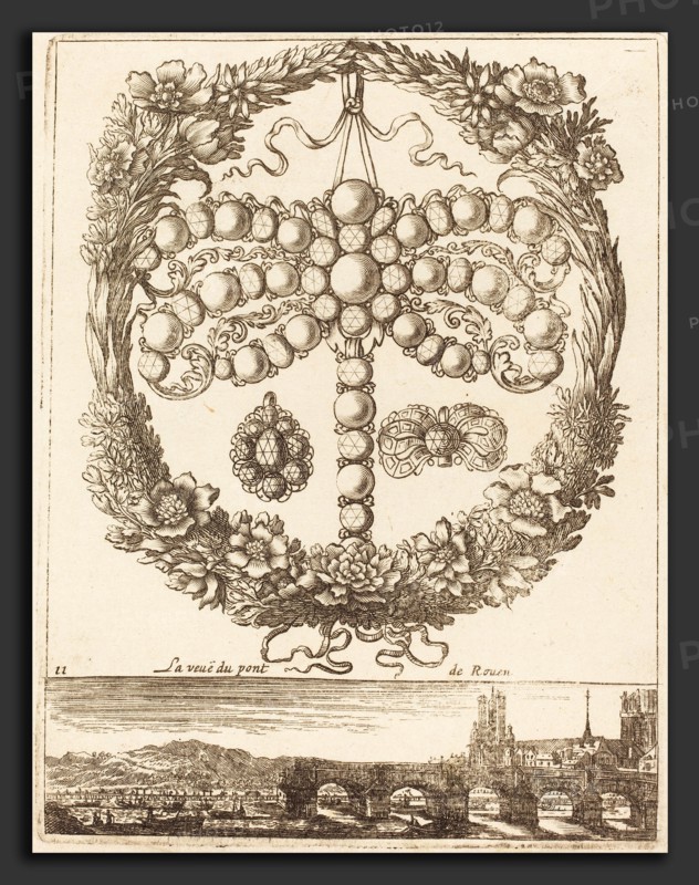 FranÃ§ois Le Febvre (French, active 1635-1657), La veue du pont de Rouen, probably 1665, engraving
