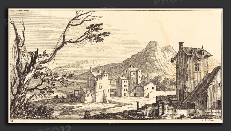 Sébastien Le Clerc I (French, 1637 - 1714), Landscape with Houses, 1673, etching