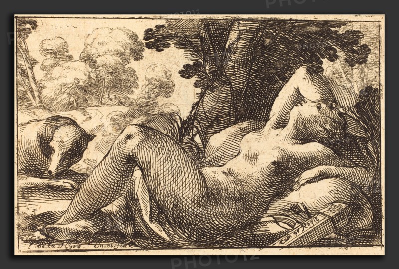 Laurent de La Hyre (French, 1606 - 1656), Diana Recumbent, 1620s, etching on laid paper