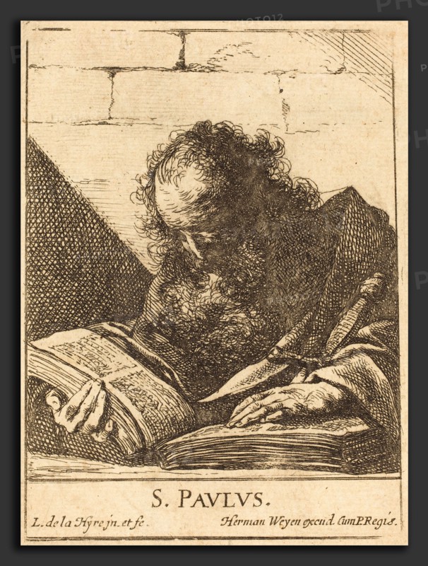 Laurent de La Hyre (French, 1606 - 1656), Saint Paul, 1620s, etching on laid paper