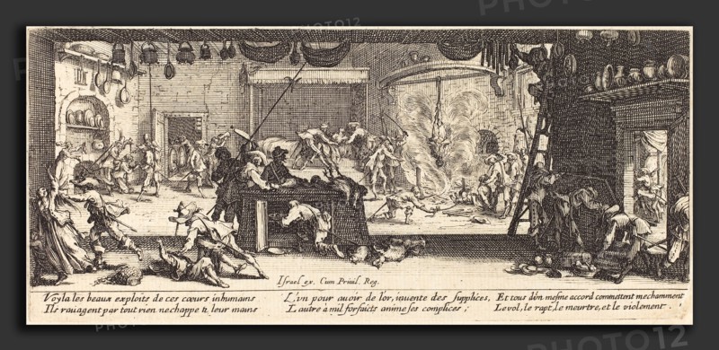 Jacques Callot (French, 1592 - 1635), Plundering a Large Farmhouse, c. 1633, etching