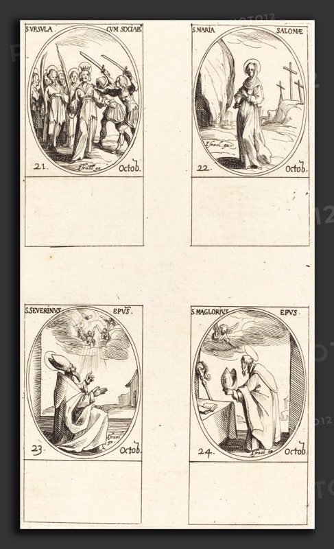 Jacques Callot (French, 1592 - 1635), St. Ursula and Companions; St. Mary Salome; St. Severinus; St. Maglorius, etching