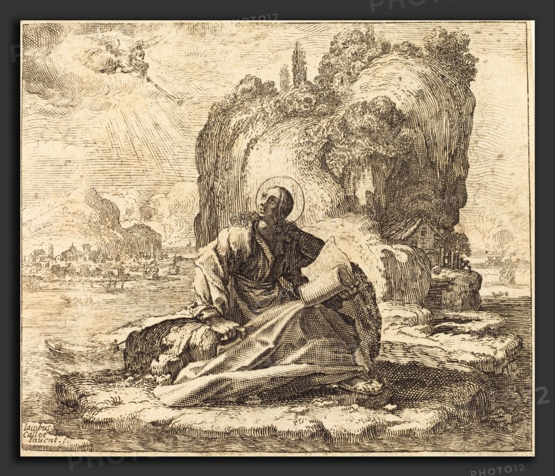 Attributed to FranÃ§ois Collignon after Jacques Callot (French, c. 1609 - 1657), Saint John on the Isle of Patmos, etching