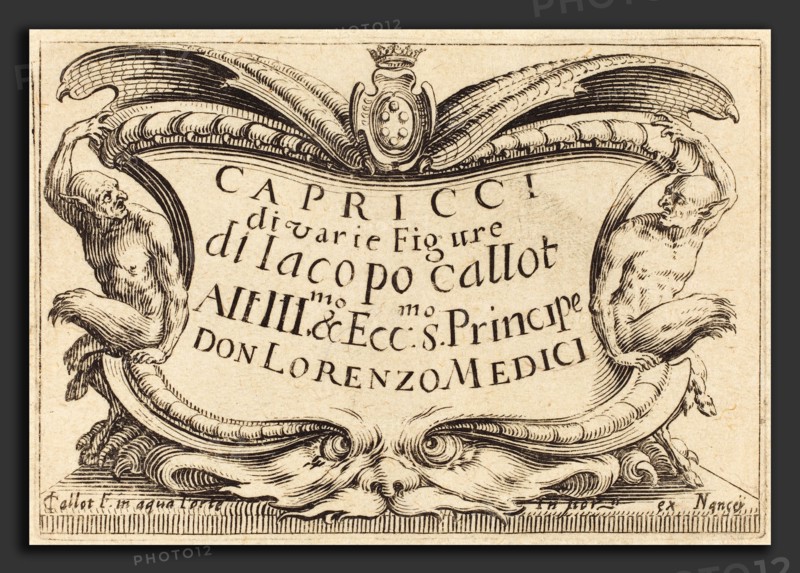 Jacques Callot (French, 1592 - 1635), Title Page for "The Capricci", c. 1622, etching