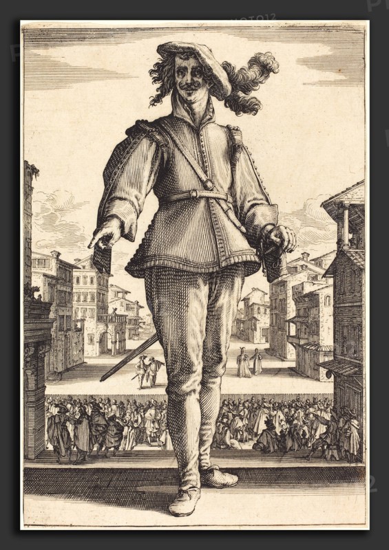 Jacques Callot (French, 1592 - 1635), Il Capitano, or L'Innamorato, 1618-1620, etching and engraving