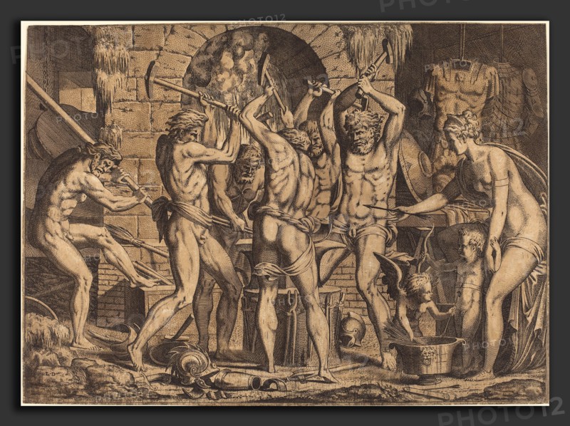 Léon Davent (French (?), active 1540-1556), Venus at Vulcan's Forge, etching