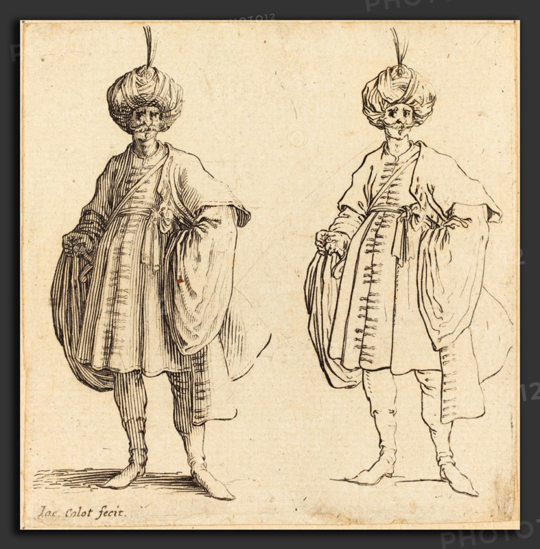 Jacques Callot (French, 1592 - 1635), Two Turks Dressed in Turbans with a Plume, etching