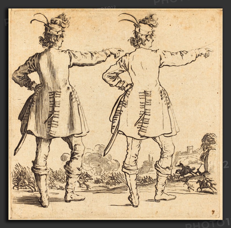 Jacques Callot (French, 1592 - 1635), Officer with Feathers in Cap, Seen from Behind, 1617 and 1621, etching