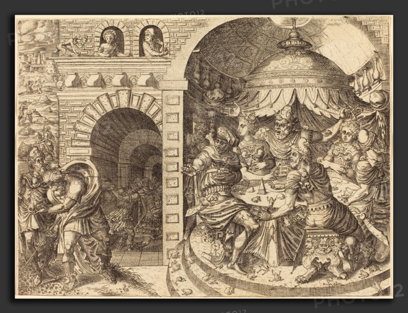 Pierre Woeiriot (French, 1532 - 1599), Pharaoh and the Plague of Frogs, engraving