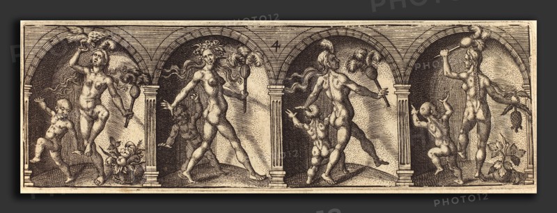 Master AD (French, active c. 1600), Les divers pourtraicts et figures IV, c. 1600, engraving