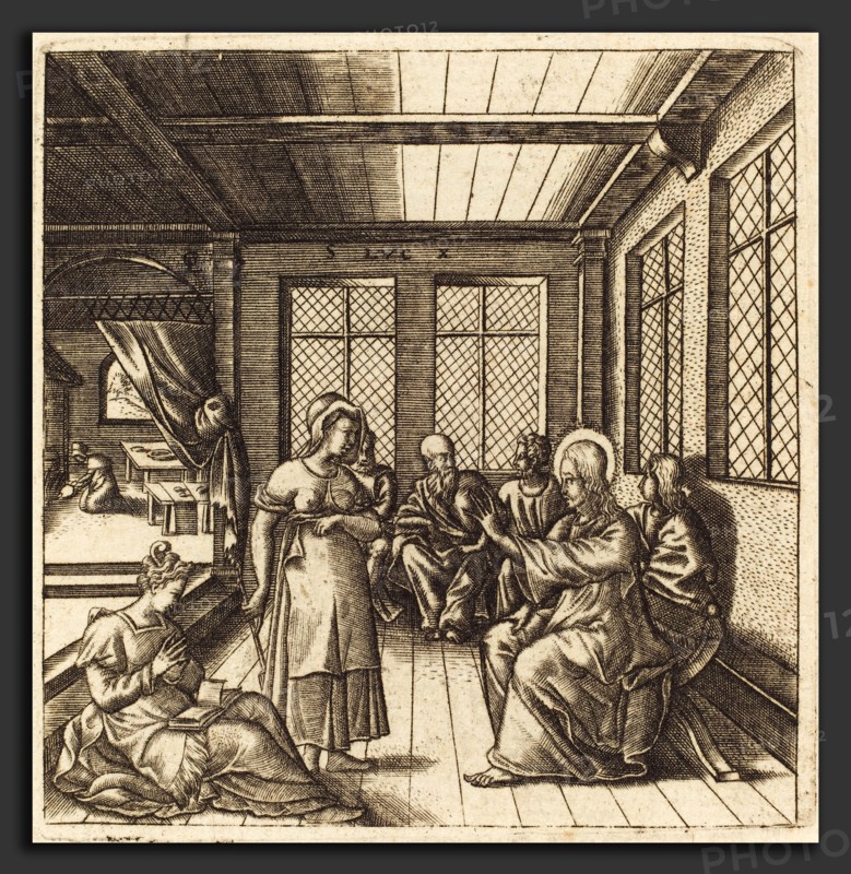 Léonard Gaultier (French, 1561 - 1641), Christ in the House of Mary and Martha, probably c. 1576-1580, engraving