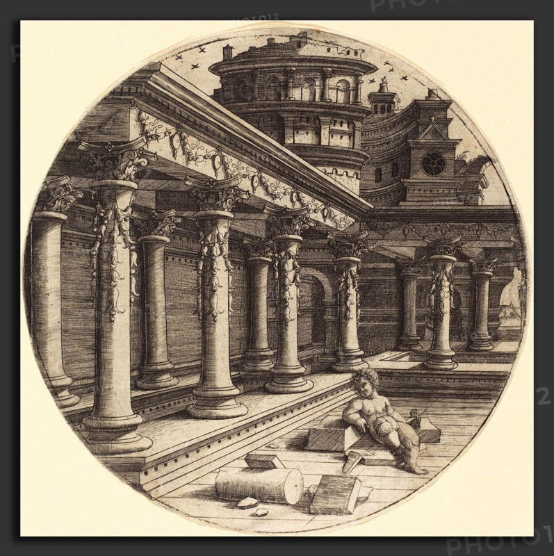 Jean de Gourmont I (French, active 1506-1551), The Infant in the Gallery, engraving