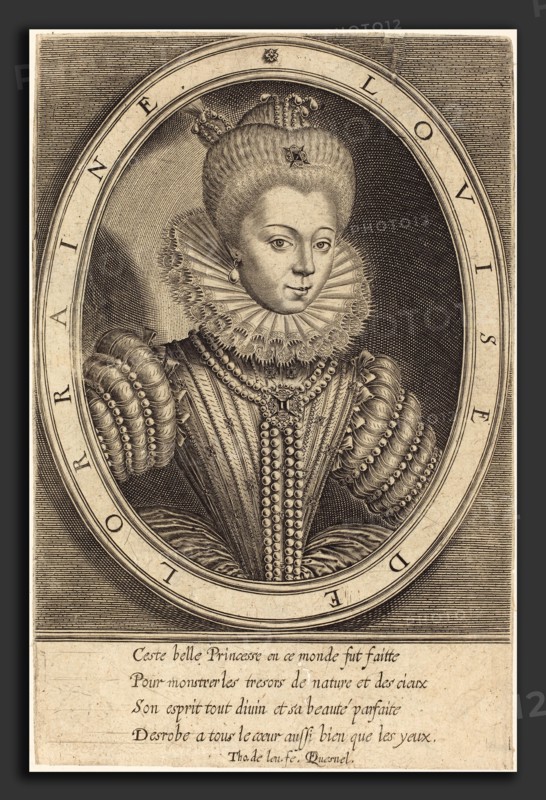 Thomas de Leu after FranÃ§ois Quesnel (French, c. 1560 - c. 1620), Louise de Lorraine, engraving on laid paper