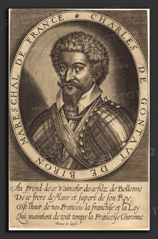 Thomas de Leu (French, c. 1560 - c. 1620), Charles de Gontaut, Duke of Biron, engraving on laid paper