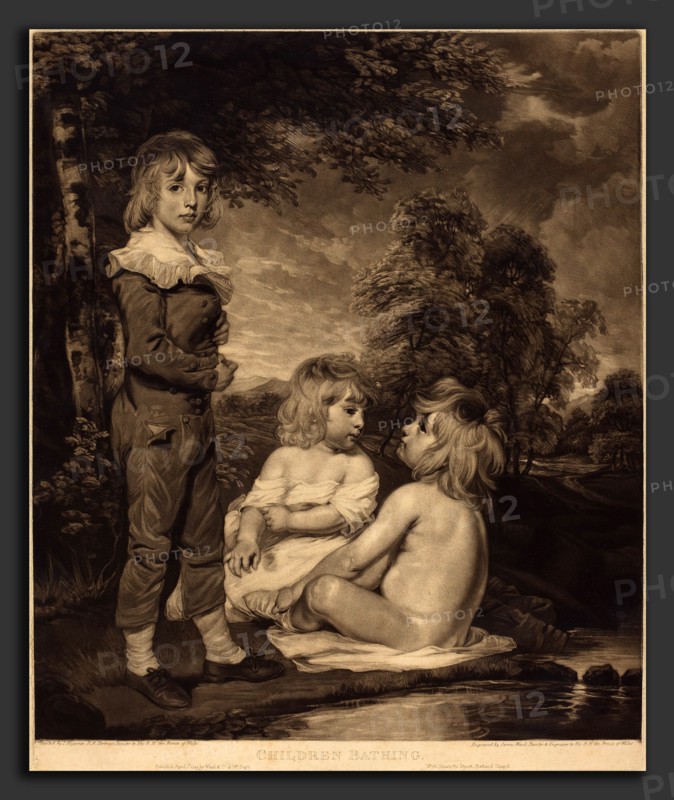 James Ward after John Hoppner (British, 1769 - 1859), Children Bathing (The Hoppner Children), 1804, mezzotint on laid paper