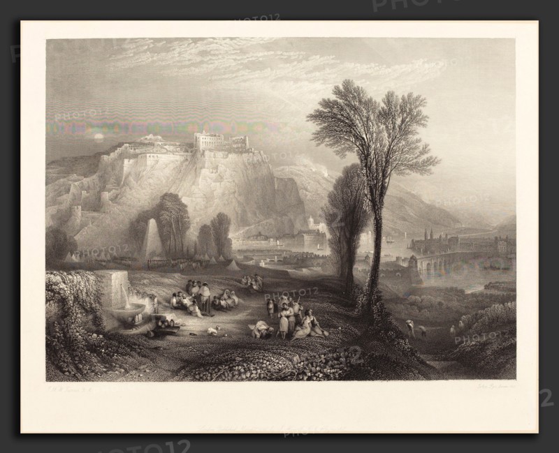 John Pye after Joseph Mallord William Turner (British, 1782 - 1874), Ehrenbreitstein, 1845, engraving on chine collé