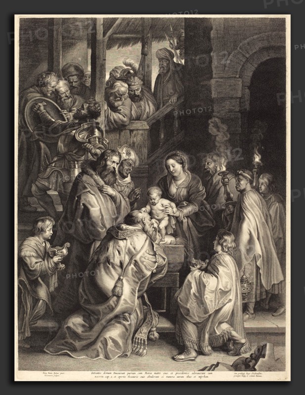 Nicolaes Lauwers, after Sir Peter Paul Rubens (Flemish, 1600 - 1652), The Adoration of the Magi with Torches, engraving on laid paper