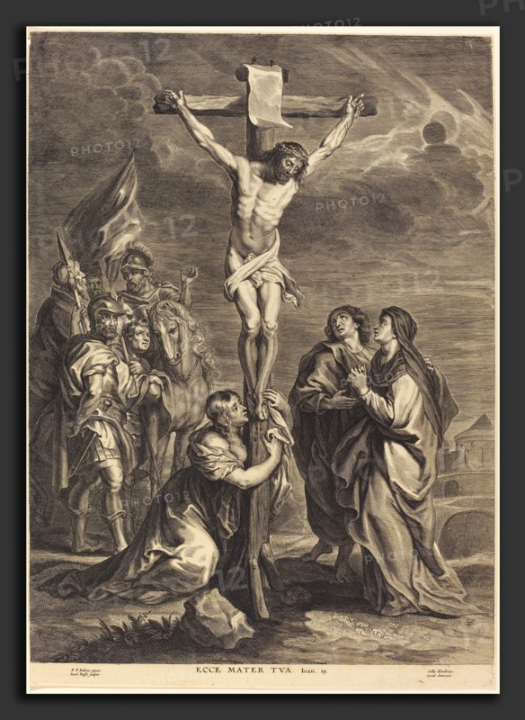 Jacobus Neeffs (Flemish, 1610 - 1660 or after), Christ on the Cross, engraving on laid paper