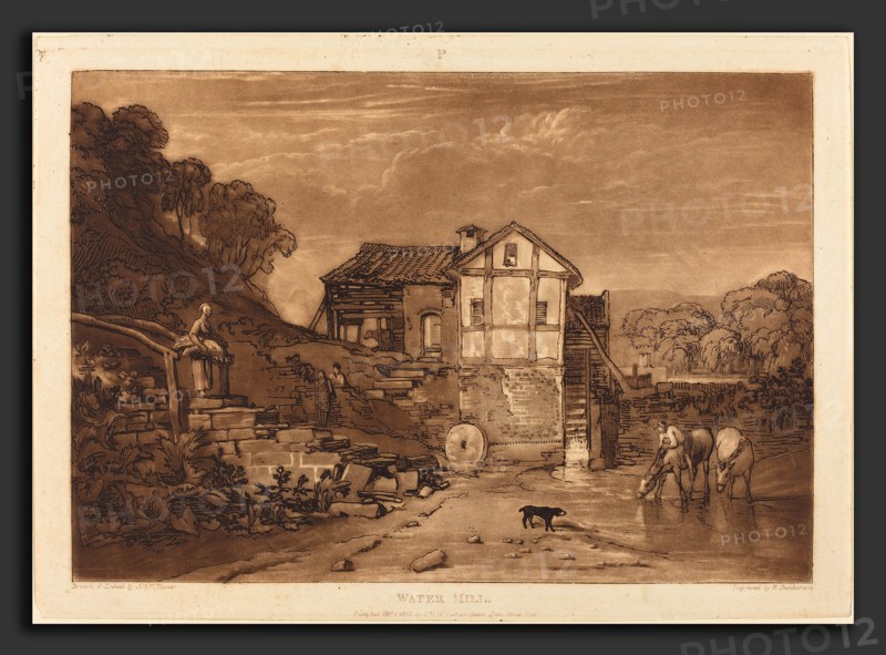 Joseph Mallord William Turner and Robert Dunkarton (British, 1775 - 1851), Water Mill, published 1812, etching and mezzotint
