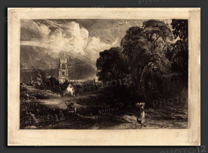 David Lucas after John Constable (British, 1802 - 1881), Stoke-by-Neyland, 1830, mezzotint on laid paper [proof]