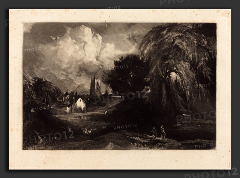 David Lucas after John Constable (British, 1802 - 1881), Stoke-by-Neyland, in or after 1829, mezzotint [progress proof]