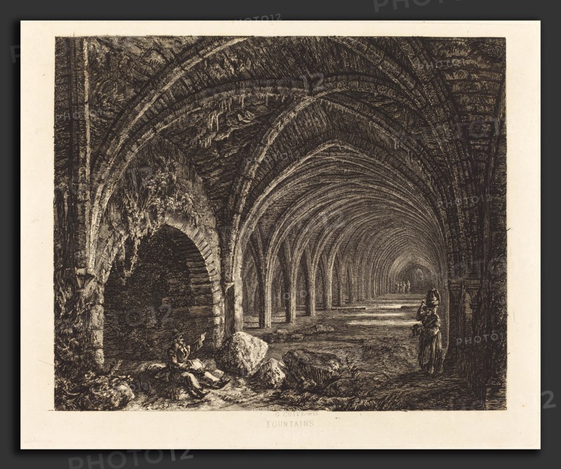 George Cuitt the Younger (British, 1779 - 1854), Fountains, 1822, etching