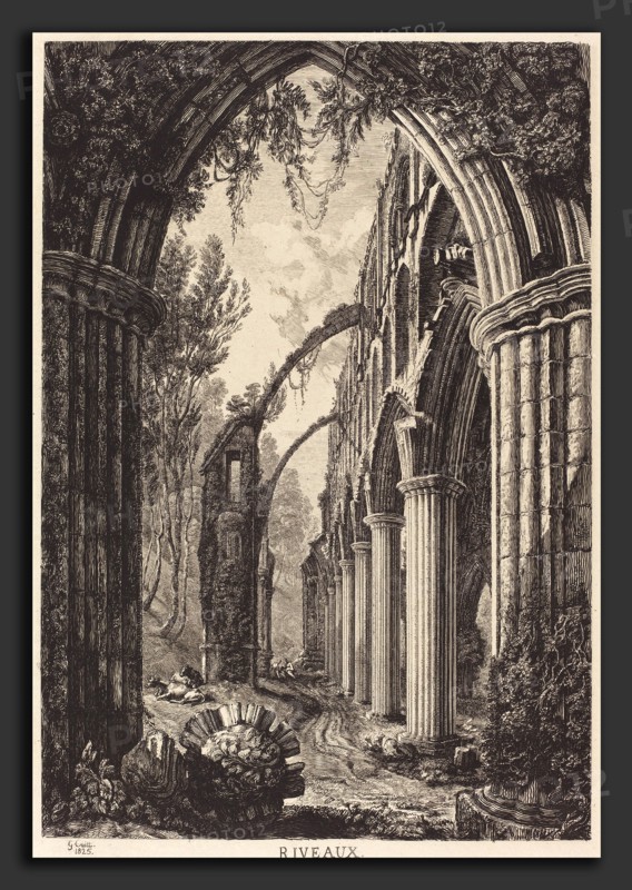 George Cuitt the Younger (British, 1779 - 1854), Riveaux, 1825, etching on papier mince