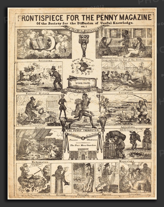 British 19th Century, Frontispiece for the Penny Magazine of the Society for the Diffusion of Knowledge: Vo, 19th century, etching