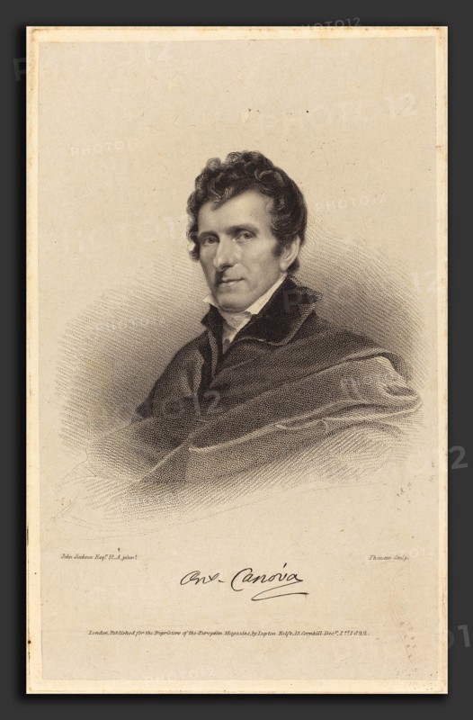 James Thomson possibly after John Jackson (British, 1789 - 1850), Antonio Canova, published 1822, stipple engraving on papier colle