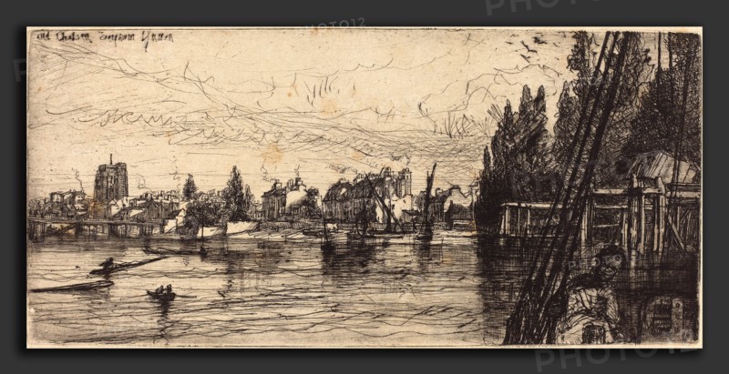 Francis Seymour Haden (British, 1818 - 1910), Old Chelsea (Old Chelsea Church), 1865, etching and drypoint