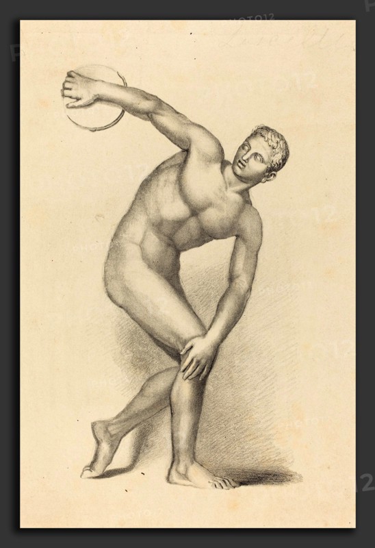 James William Giles after John Flaxman (Scottish, 1801 - 1870), Discobulus, by Myron, published 1829, lithograph [proof before letters]