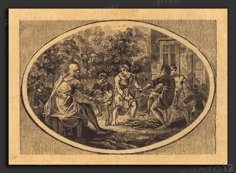 Thomas Bewick (British, 1753 - 1828), The Boasting Traveler, 1818, wood engraving on China paper