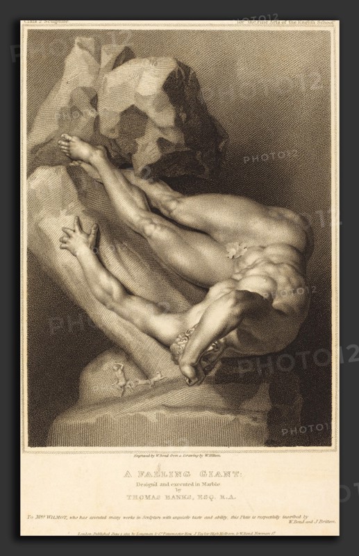 William Bond after William Hilton I after Thomas Banks (British, active c. 1799-1833), A Falling Giant, published 1811, stipple engraving