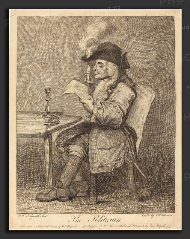 John Keyse Sherwin after William Hogarth (British, probably 1751 - 1790), Politician, 1775, etching