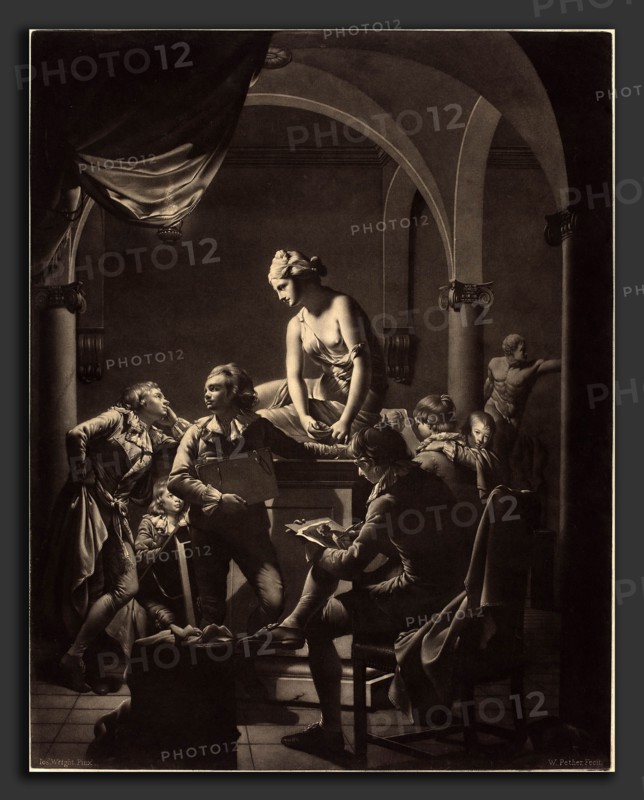 William Pether after Joseph Wright (British, probably 1731 - 1821), An Academy by Lamplight, 1772, mezzotint on laid paper