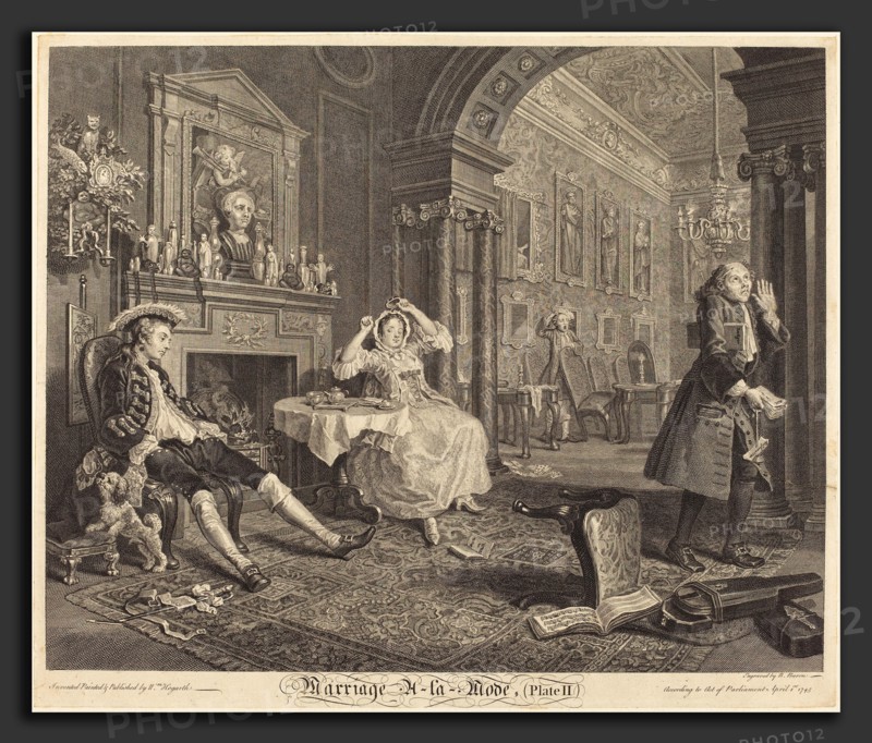 Bernard Baron after William Hogarth (French, 1696 - 1762), Marriage a la Mode: pl. 2, 1745, etching and engraving