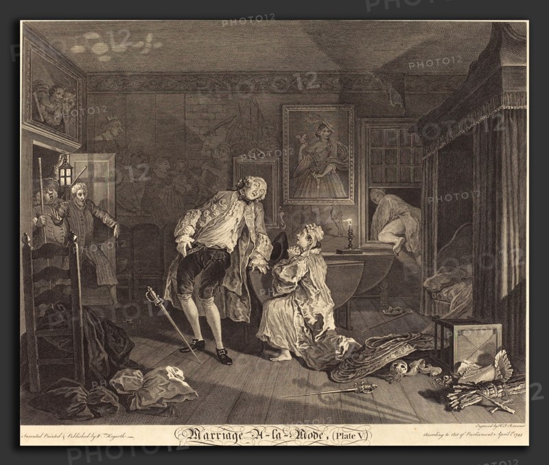 Simon Francois Ravenet I after William Hogarth (French, 1706 - 1774), Marriage a la Mode: pl.5, 1745, etching and engraving