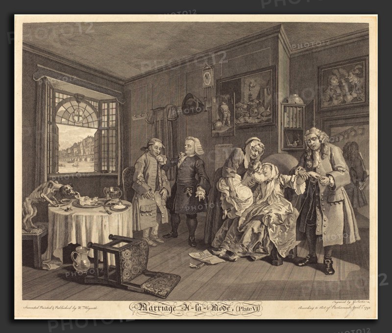 Louis Gerard Scotin after William Hogarth (French, 1690 - 1745 or after), Marriage a la Mode: pl.6, 1745, etching and engraving