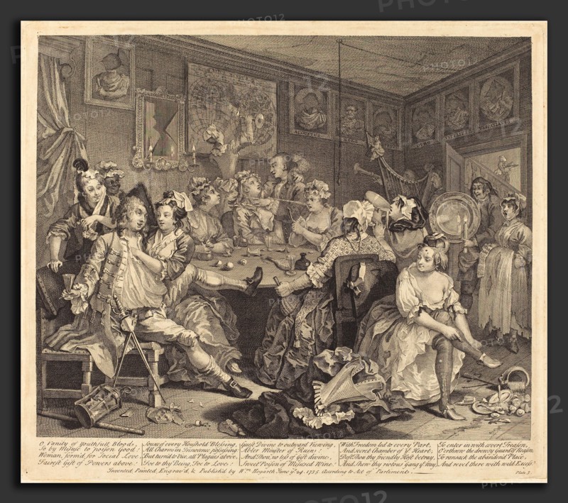 William Hogarth (English, 1697 - 1764), A Rake's Progress: pl.3, 1735, etching and engraving