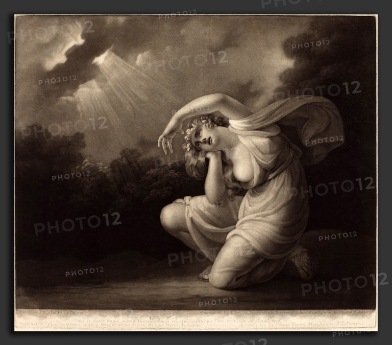 Valentine Green after Maria Cosway (British, 1739 - 1813), Clytie, 1785, mezzotint on laid paper