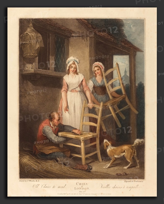 Giovanni Vendramini after Francis Wheatley (British, 1769 - 1839), Old Chairs to Mend, published 1795, color stipple engraving