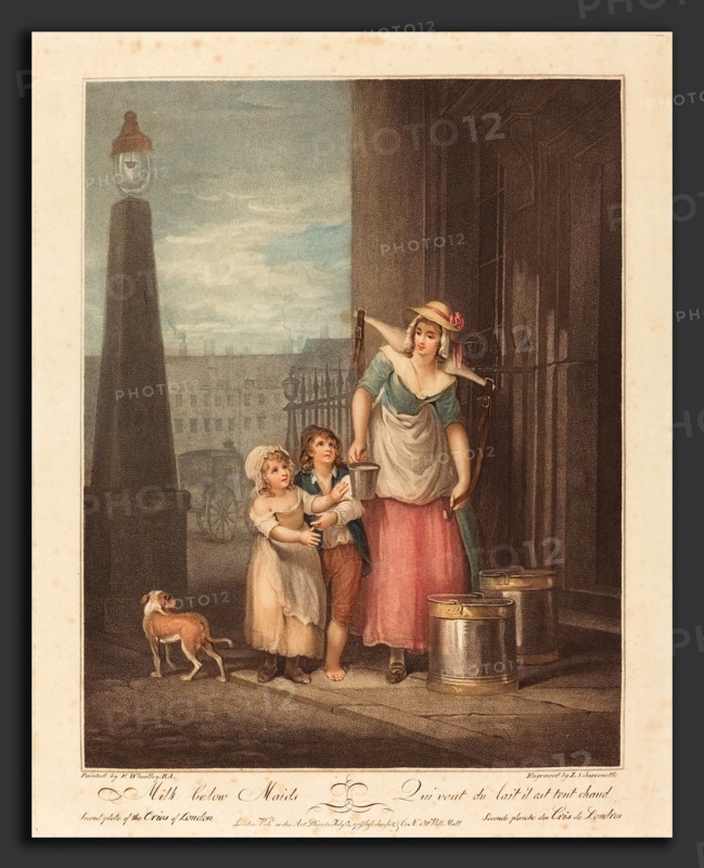 Luigi Schiavonetti after Francis Wheatley (Italian, 1765 - 1810), Milk below Maids, 1793, color stipple engraving