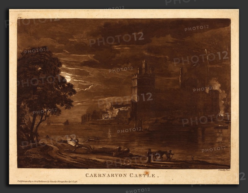 Paul Sandby (British, 1731 - 1809), Caernarvon Castle, 1776, etching and aquatint in brown on laid paper