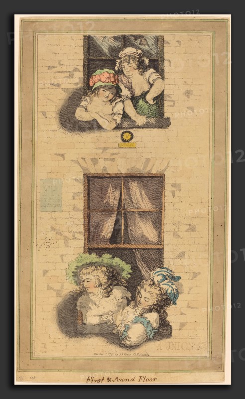Thomas Rowlandson (British, 1756 - 1827), First and Second Floor, published 1791, hand-colored etching