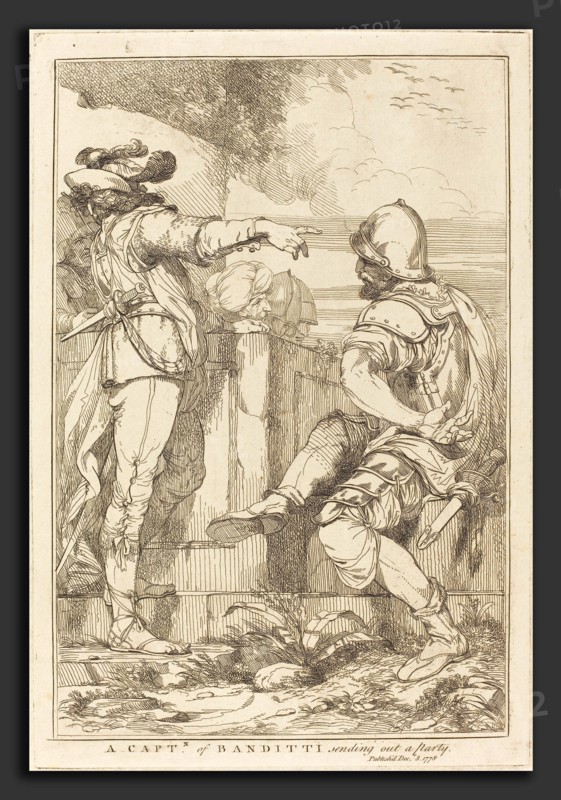 John Hamilton Mortimer (British, 1740 - 1779), A Captn of Banditti Sending Out a Party, 1778, etching