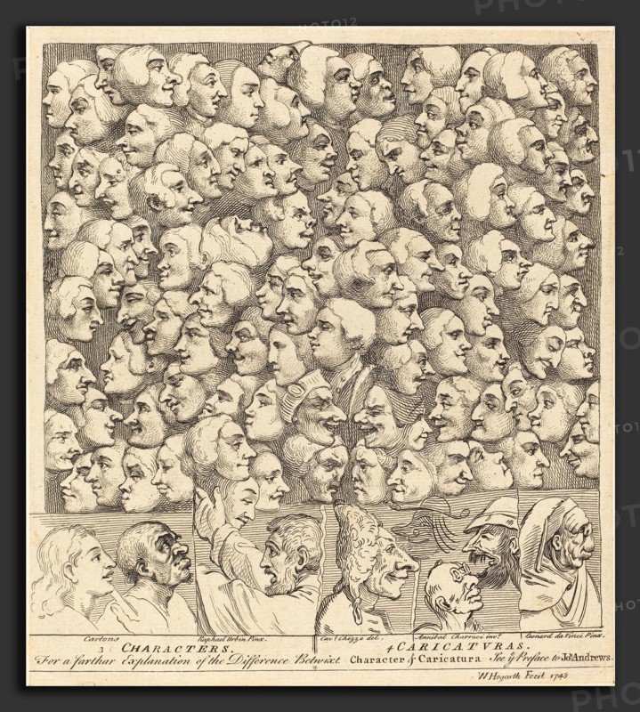 William Hogarth (English, 1697 - 1764), Characters and Caricaturas, 1743, etching