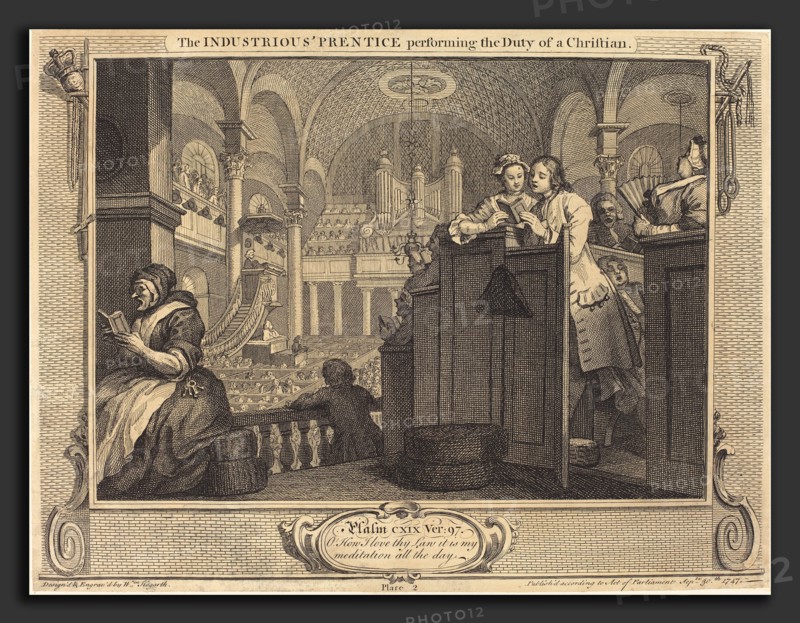 William Hogarth (English, 1697 - 1764), The Industrious 'Prentice performing the Dutyof a Christian, 1747, etching and engraving
