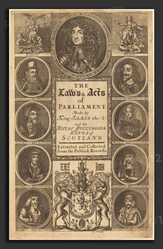 James Clark (British, active 1710-1720), Frontispiece to "The Laws and Acts of Parliament Made by King James I", engraving