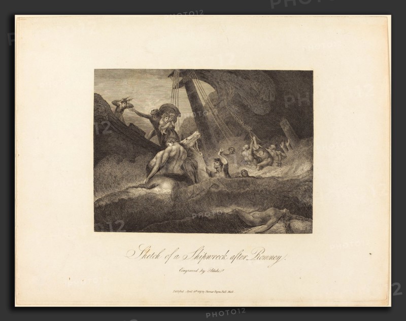 William Blake after George Romney (British, 1757 - 1827), Sketch of a Shipwreck, 1809, engraving