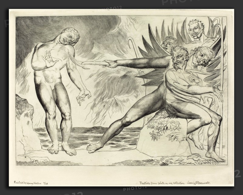 William Blake (British, 1757 - 1827), The Circle of the Corrupt Officials; The Devils Tormenting Ciampolo, 1827